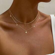 1pc Fashionable Bohemian Double Layer Long Faux Pearl Necklace, Simple & Elegant Sweater Chain,Wedding Necklace For Girl/Women,Mother's Day,Valentine's Day - 均碼金色 - 查看 9