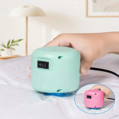 1个快速吸力真空泵，家用衣物收纳真空泵，粉色/绿色，欧标/美标插头，方便整理和收纳换季衣物，衣柜收纳