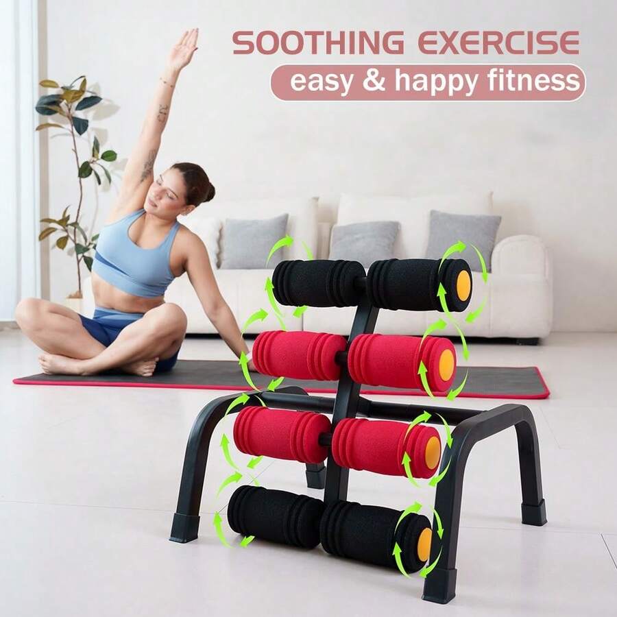 Foldable Back Stretcher Machine For Home Use-Back Trainer Relief For Back Pain,Stretching Back And Neck,Home Gym Workout Machine With Resistance Bands - Black and Red - View 1