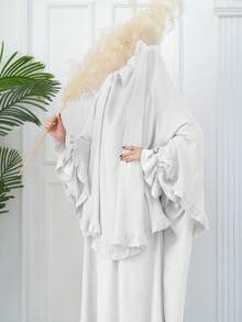 Bộ 2 món (Khimar + Abaya) Trang phục cầu nguyện Hồi giáo, Áo choàng dài Abaya kết hợp với khăn trùm đầu Hijab cùng màu, Trang phục cầu nguyện Jilbab thiết yếu ngoài trời, Áo choàng Abaya dành cho nữ, Abaya cho phụ nữ Hồi giáo - Nhiều màu - Xem 1