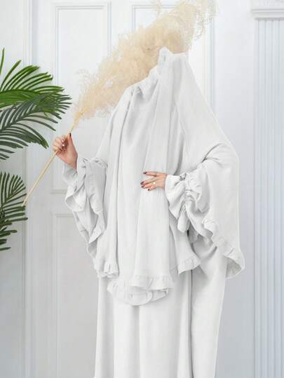 2-delige set (Khimar + Abaya) Moslim gebedskleding, lange abaya met bijpassende hijab, casual outdoor essential fashion item gebedsjilbab, dames abaya, abaya's voor moslimvrouwen