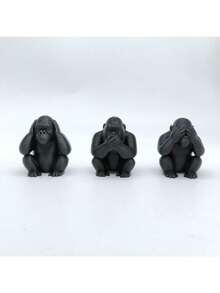 3 pièces/set Figurines des trois singes sages, ne pas entendre le mal, ne pas voir le mal, ne pas parler du mal, statues de singes, décorations pour la maison pour le salon, l'entrée, les étagères, le bureau, la voiture, convient pour le patio, le jardin, la table - Multicolore - Voir 15