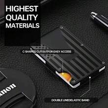 RFID Blocking Minimalist Slim Card Holder, Men's Business Holder Pocket Cash Credit Slim Wallet, American Flag Artcraft Card Holder With Money Clip, Men's Wallet - 黑旗 - 查看 7