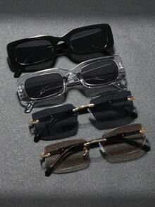 4副男士小框无框个性时尚眼镜，适合街头摄影、驾驶、露营、日常生活、海滩派对等场合佩戴。 - 彩色 - 查看 8