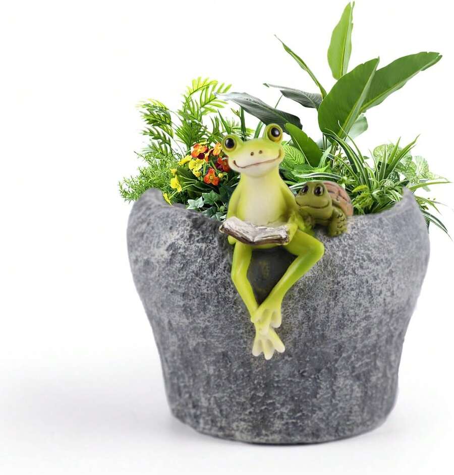 Succulent Planter Pot,Resin Flower Plant Pot Bonsai,Cute Decorations Cactus,Funny Decor Office Balcony,Pot Garden Outdoor - 1 - View 1