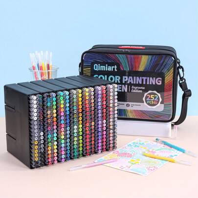 252 Juego de bolígrafos de gel con tapa, punta de rodillo suave de 0,6 mm, marcadores de gel de colores, bolígrafos de gel para colorear, para libros de colorear, suministros de arte para dibujar, scrapbooking, diarios, juego de regalos