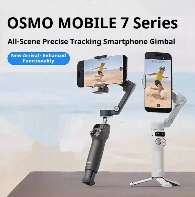 DJI Osmo Mobile 7 Smartphone Gimbal Stabilizer | Built-In Tripod & Extension Pole | ActiveTrack 7.0 Smart Tracking | Magnetic Quick-Release For Instant Switching | 3-Axis Stabilization For Smooth Vlogging & Live Streaming | Selfie Stabilizer With Gesture Control | Essential For Travel, Parties, And Performances - White - View 1