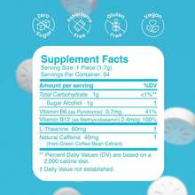 Neuro Energy & Gum - 40mg Natural Gum & Nootropic Energy Supplement With L-Theanine & B Vitamins - Sugar, Vegan - Peppermint, 54ct - 1 - Xem 7