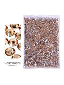 1100/1800/2000 viên kim cương nhựa dẹt màu sâm panh 3-5mm, đá quý tròn dạng thạch, phụ kiện dùng để làm giày dép, quần áo, mỹ phẩm, túi xách và đồ trang trí. - Vàng - Xem 12