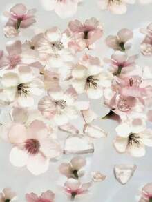 100pcs Artificial Cherry Blossoms And 5000pcs Water Beads Set, For Vase Decor, Vase Filler, Floating Candle Center Decor, DIY Wedding Decor, Valentine's Day Decor, Theme Party, Bar & Restaurant Decor, Home Decor, Room Decor, Glass Vase Decor - White - View 5