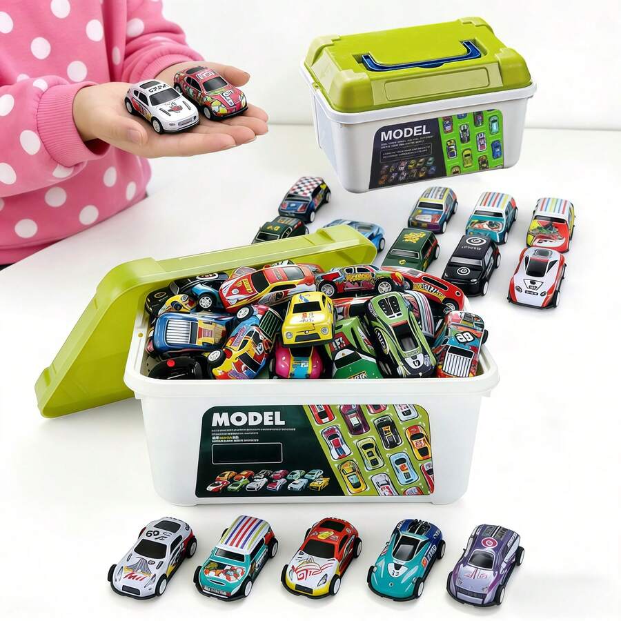 Children's Alloy Car, Tin Car/Alloy Car, Inertial Car Model (Random Packaging Box/Car Style) Packaging Box Racing Car Model Toy Car Set, Mini Simulation Container Car Model Suitable As A Gift For 3-9 Year Old Boys