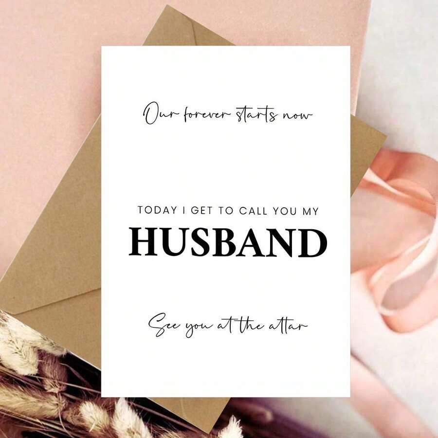 1pc Romantic Wedding Groom Card -Elegant, HeartfeltMessage Include, Perfect Gift From Brideg... - Multicolor - View 1