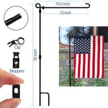 Garden Flag Pole Stand Holder  Flg Stnd Wrought  Yrd  Flg Pole Holder Metl Powder-Of Pint With Two  Stoppers Nd One Tiger Clip Ck - 黑色 - 查看 3