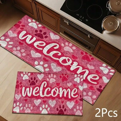 Felpudo con diseño de corazones, diseño impreso a color, alfombra de entrada para dormitorio de pareja, felpudo decorativo con forma de corazón rojo y rosa para entrada del hogar, porche, interior - Suave, duradero, lavable a máquina para sala de estar, baño, dormitorio, sala de juegos, lavandería, decoración de dormitorio