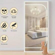 U-Shaped Zipper Anti Cat And Anti Dog Screen Window Net, Self Installed And Self-Adhesive Sealing Window Sand Window Net - White - View 8