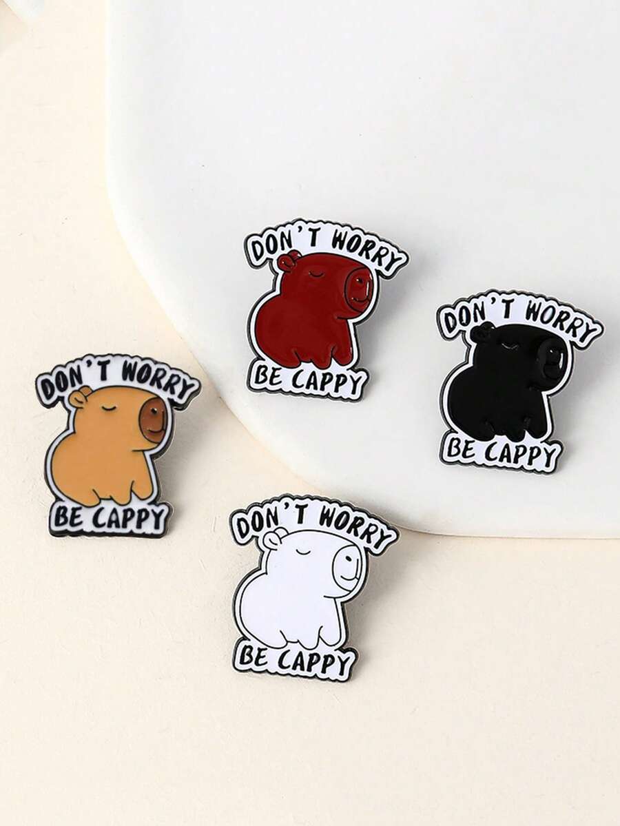 1pc Adorable Metal Capybara Animal Brooch, Versatile Shirt/Bag Accessory Dress Accessories Pin For Clothes Bag Charm School Office Accessories Shirts Jacket Jewelry Christmas Halloween Clothes Pin Funny Cute Teacher Gifts - Yellow - View 1