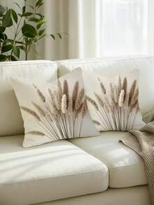 1/2/4pcs Beige Woven Pattern Decorative Pillow Covers | Lightweight Bohemian Minimalist Design With Zipper Closure, Soft Neutral Floral Pattern, Suitable For Living Room, Bedroom And Sofa - Modern Country Style Decor, No Filling Included, Easy To Maintain - Multicolor - View 7