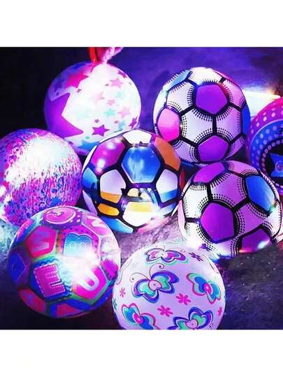 Pelota con LUZ LED al azar para niños, juguete de fútbol luminoso, baloncesto, fútbol hinchable, luz LED intermitente, accesorios de fiesta sensorial novedosos, pelotas desinfladas al azar