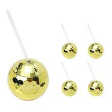 1pc/5pcs Creative Round Glitter Ball Cup, Valentine's Day Single Layer Spherical Straw Cup, Party Disco Fashion Plastic Cup, Suitable For Party, Holiday Gathering, Iced Coffee, Juice, Sisterhood Gathering - Multicolor - View 19
