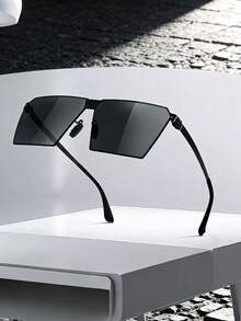 1pc/2pcs Personalized Steel Frame Men Business Glasses, Driving Glasses, Outdoor Fashion Glasses - Grey - View 5