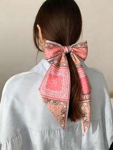 1 chiếc băng đô họa tiết Paisley màu hồng dài 146cm, phụ kiện tóc đa năng dành cho nữ, băng đô thời trang dễ thương và lễ hội. - Hồng - Xem 2