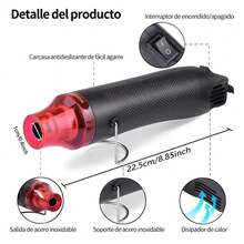 Mini pistola de calor portátil 300w +110 V +328 termo retráctiles+ pinzas - Negro - Ver 7