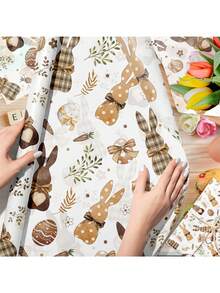 15 st. omslagspapper med kanintema - Innehåller kaniner, ägg, morötter, löv och små blommor, Lämplig för födelsedagar, fester, påsk, bröllop, gör-det-själv, presentförpackningar, examen, bukettförpackningar, säsongsbetonad högtidsdesign, kreativ present - Multifärgad - Visa 8