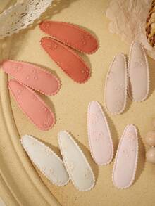 10pcs/Set Baby Hair Clips, Fashion Accessories, Stylish Design, Beautiful Styling Combination - Coral Orange - View 4