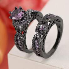 2 Pieces Copper Ring Set For Women, Elegant Retro Bridal Layering Ring With Sparkling Zirconia, Daily/Wedding Jewelry, Valentine's Day Gift - Wedding Rings 2 - View 36