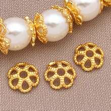 10pcs 18K Gold Plated Flower Bead Caps Hollow Spacer Beads Stoppers For Jewelry Making Necklaces Bracelets Earrings Supplies DIY Crafts - Multicolor - View 9