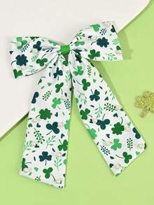 1pc St. Patrick's Day Green Hair Bows Girls,Fabric Clover Leaf Decor Bow Hair Clips For Girls,Fashion Alligator Clips St. Patrick's Day Hair Accessories For Girls St. Patrick's Day Gifts - Green - View 1