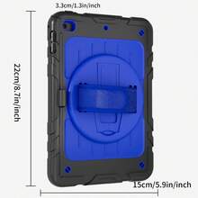 1pc, Compatible With IPad Mini 5 Case, IPad Mini 4 Case, Hybrid Triple-Layer Armor Shockproof Rugged Drop Protection Case With 360-Degree Rotating Stand, Compatible With IPad Mini 4/5 7.9-Inch - Black + Sky Blue - Black + Dark Blue - View 4