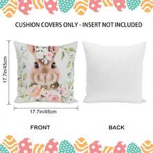 4 أغطية وسادة زخرفية لعيد الفصح، طباعة مائية لأرنب ونبات، مربعة من البوليستر طباعة أحادية الجانب، ديكور منزلي لعيد الفصح، إغلاق بسوستة بدون إدراج وسادة، مناسبة للأريكة والغرفة المعيشية والمزرعة والنوم والديكور الخارجي. - متعدد الألوان - مشاهدة 2