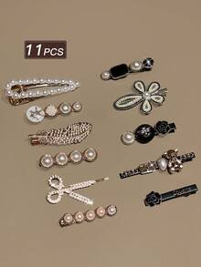 Bộ 11 kẹp tóc nữ, thời trang và thanh lịch, được trang trí bằng đá pha lê lấp lánh và ngọc trai giả, nhiều kiểu kẹp tóc khác nhau, phù hợp cho các bữa tiệc, dạ hội, phụ kiện cô dâu, phụ kiện tóc nữ, quà tặng cho phái nữ, tiệc tùng, kẹp tóc, ghim cài tóc. - Nhiều màu - Xem 4