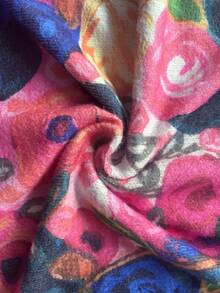 3D Floral Print Cardigan - Flower Pattern, Button Front Design, Lightweight Sweater, Suitable For All Seasons, Loose Casual Jacket, Structured Silhouette Vacation - Hot Pink - View 5