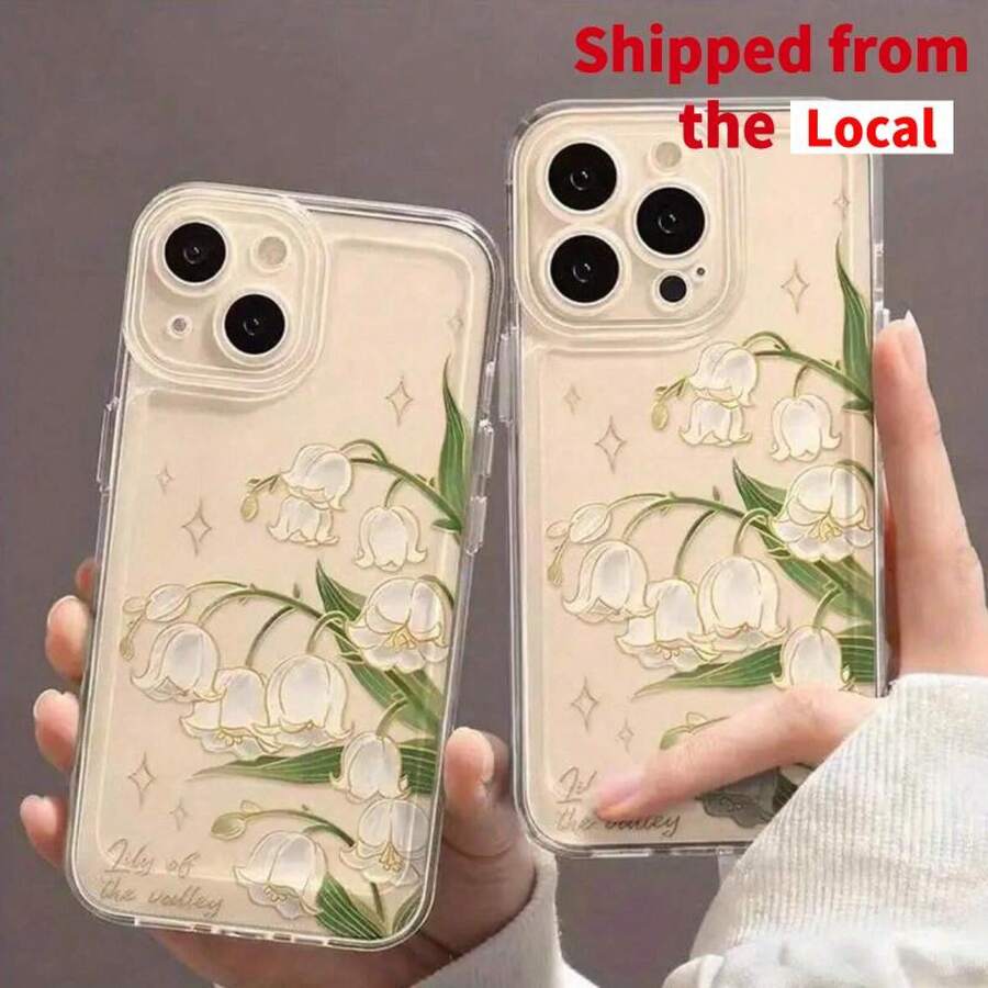 Floral Pattern Phone Case, Decorative Protection For Phone, Compatible Phone Accessories For IPhone 16 15 14 13 12 11 Pro Max XS XR - Clear - View 1