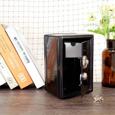 1pc SGIAWETA Heavy Duty Double - Heavy Metal Structure, Large Capacity Box, Equipped With Double Locking Mechanism, Entry And Emergency Unlock Function, Compact Floor/Desk, Suitable Home, Office, Commercial Places, Cash, Jewelry, Valuables Storage - No Power Required, Sturdy And Portable (4. 7x 3.. 9x7.. 1inch ), Suitable Home, Office, Commercial Use - Black Modern Design-Birthdaygift