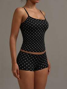 Buzzelle 2026 Y2K Fashionable Polka Dot Camisole And Shorts Set, Sexy And Fitted, Suitable For Vacation Wear Spring Casual - Polka Dots - View 5