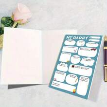 Personalized Blank Interview Style Father's Day/Birthday Greeting Card - Fun Best Dad DIY Keepsake Memento, Unique Dad Fill-In-The-Blank Birthday Card With 1 Card And 1 Envelope, Paper - Multicolor - View 2