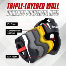 Extreme Full Face Boxing Helmet, Adjustable Sparring Guard, Martial Arts Head Guard With PU Leather For Muay Thai,... - AMedium - View 4