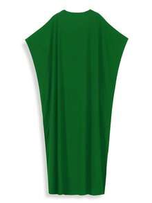 Đầm maxi Kaftan cổ chữ V màu xanh ngọc lục bảo thêu vàng dành cho nữ, dáng rộng, thướt tha, tôn dáng, thích hợp mặc ngoài đi biển, cỡ lớn, che phủ đồ bơi. - màu xanh lá - Xem 4