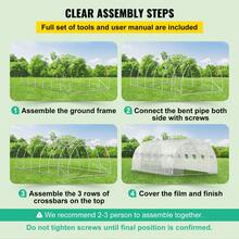 15x7x7ft & 20x10x7ft Walk-In Tunnel Greenhouse, Portable Plant Hot House With Galvanized Steel Hoops, Top Beam, Diagonal Poles, Zippered Door & Roll-Up Windows, White - 20 x 10 x 7 英尺 - 查看 6