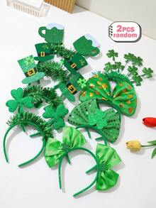 1/2/3/4/5件装女士随机颜色圣帕特里克节亮片装饰发箍，饰有三叶草鸡尾酒杯图案，适合圣帕特里克节派对装扮 - 彩色 - 查看 11