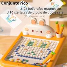 Tablero de Dibujo Magnético,Juguete de tablero de graffiti magnético para niños, con bolígrafo magnético y cuentas,Apta para la educación preescolar,regalos navideños (Naranja),40849053 - Caqui - Ver 2