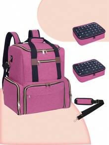 This Nail Polish Storage Backpack Can Hold 80 Bottles (15ml/0.5 Fl Oz) Of Nail Polish And One Manicure Lamp, With 2 Detachable Storage Bags And 6 Tool Compartments, Making It An Ideal Travel Companion For Nail Technicians And Beauty Enthusiasts, As Well As A Great Gift For Women, Christmas, And Other Occasions. - Multicolor - View 11