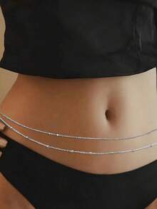 Bộ 2 chiếc dây chuyền hạt cườm thời trang và đa năng dành cho nữ, dây đeo eo gợi cảm. - 2 dây chuyền bóng đơn giản - Xem 2