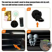 2D平面，1个拥抱外星人空调出风口夹装饰，“无香型”，配有双层无味海绵垫，“香氛扩散器”，无香源，2D平面亚克力豪华卡通摆件，时尚室内装饰品，可自行添加香氛，2D平面 - A - 查看 5