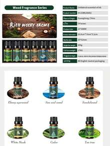 6 件香薰精油套装，植物香味，包括扩散器、蜡烛、香薰石、加湿器、汽车扩散器和家用补充油