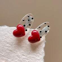 2pcs Red Heart Polka Dot Duckbill Hair Clips - Vintage Sweet Style Side Bangs Clips, Gentle Grip Hair Accessories For Women & S, Cute Everyday Hair Clips, Duckbill Clip Design YQME - Heart Shape * 2 - View 7