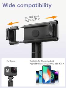 1.7米新款蓝牙自拍杆，10米无线遥控，360°旋转可拆卸手机支架，加固框架，稳定三脚架，直播设备，合金材质，带LED补光灯，可自由伸缩，兼容 17/16/15/14/13/12、S25/S24/S23/S22/S21/S20等机型及相机，单反相机补光灯 - 均碼 - 查看 7